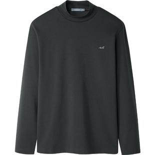 HLA/海澜之家轻商务Chic Ageless长袖T恤24秋新高领刺绣打底衫男