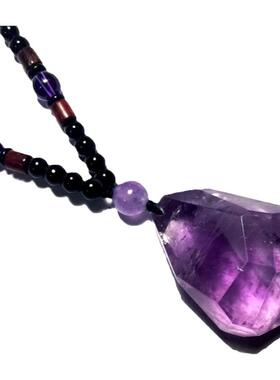 天然紫水晶项链刻面原石随形吊坠