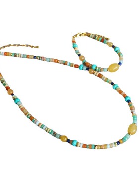 新中式天然石新款串珠项链毛衣链