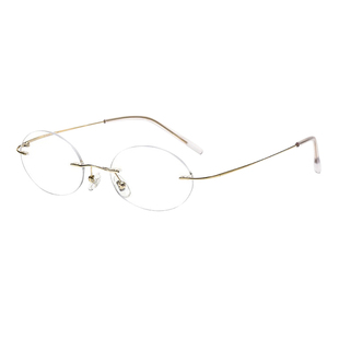 超轻纯钛书呆子无框眼镜女近视可配高度数无边框玳瑁小脸眼睛镜架