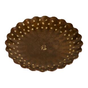 归鸿纯铜手工复古杯垫茶杯托菊瓣百福茶杯茶托防滑隔热垫茶道配件