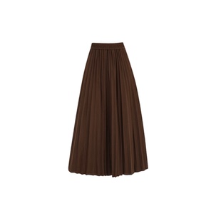 灰色压褶毛呢半身裙女秋冬中长款气质A字长裙高腰加厚风琴百褶裙