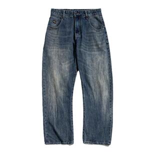 海上公路水洗复古弯刀牛仔裤男款美式高街阔腿直筒百搭休闲长裤子