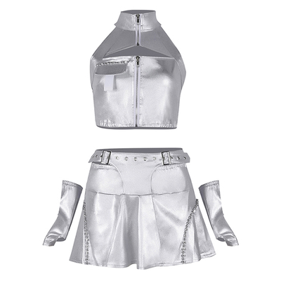 赛博朋克银色套装科技感演出服