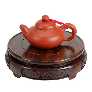 黑檀木木雕圆形花瓶底座支架 红木佛像花盆石头木头托架实木底座