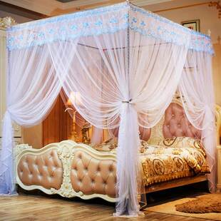 高端大气蚊帐家用公主风支架杆1.5m单双人1.8m加密落地纹帐子1.i.
