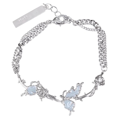 雾霾蓝蛇蝴蝶小众手链