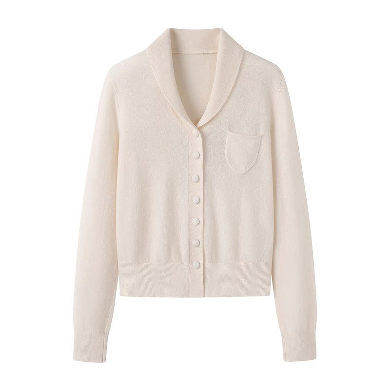 a)4293冬2026淑女风V领纽扣羊毛针织开衫女长袖修身显瘦毛衣外套