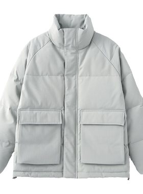 定织泡泡纱肌理贴袋重磅羽绒服