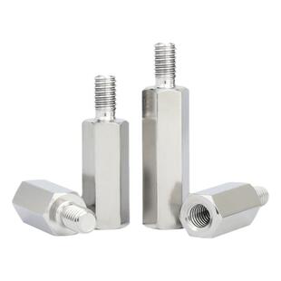 304不锈钢螺柱杆单头接线六角连接柱阴阳隔离铜柱M6内外牙支撑柱