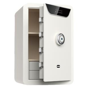 得力家用保险柜指纹密码保险柜家用可入柜入墙加粗锁栓收纳式整理床头保管箱高30/45/60cm
