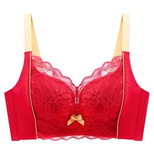 本命年红色转运内衣女结婚新娘内裤一套装小胸聚拢性感纯欲文胸罩
