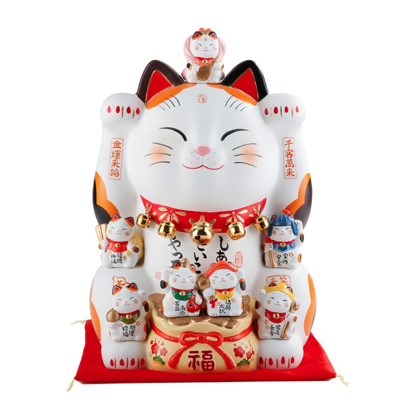 日本七福神招财猫药师窑进口摆件