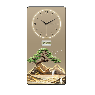 现代简约大气玄关装饰画电子钟挂钟轻奢客厅家用餐厅百搭挂墙钟表