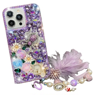 Spider Petals Luxury Case for iPhone 17 16 15 14 13 Pro Max Rose Peony flowers Rhinestone Back Cover