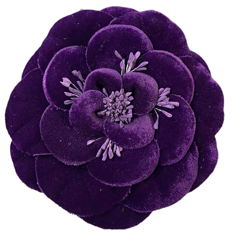 14.6cm高端天鹅绒ys林山茶花面料双层对贴小香花饰品胸针发夹款