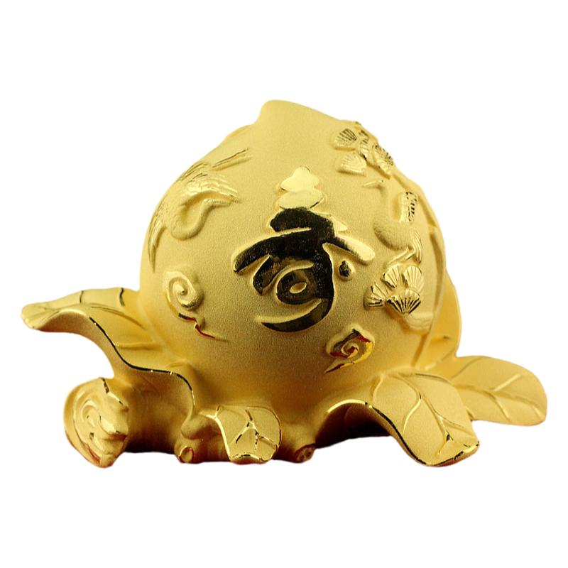 绒沙金寿桃摆件长辈祝寿贺寿送礼大寿桌面创意礼品送老人生日礼物