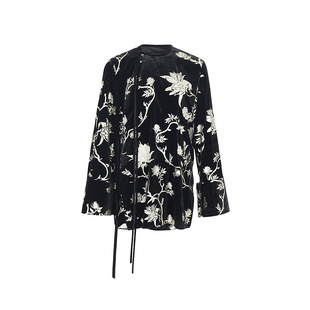 【月下鎏金】ZHUCHONGYUN秋季新中式钉珠绒面斜襟衬衫上衣