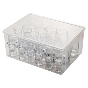 白酒杯收纳盒家用分酒器商用醒酒器玻璃小酒杯一口杯收纳箱便携式