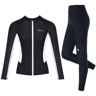 AquaPlay长袖分体泳衣女游泳衣防晒冲浪服潜水服拉链款水母衣浮潜