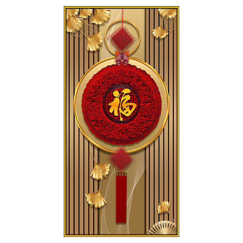 玄关装饰画入户正对门自粘贴画客厅过道走廊贴画背景墙高级感壁画