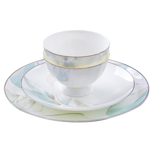 春晓自由搭配组合景德镇碗碟套装家用欧式简约金边骨瓷餐具碗筷