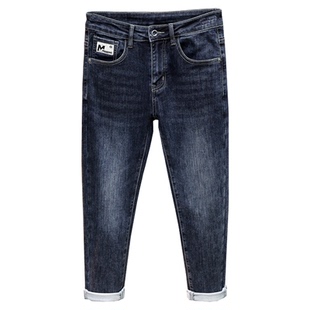 男士加绒牛仔裤2025冬季高端轻奢潮流弹力柔软舒适厚款修身九分裤