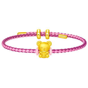 周大福SOINLOVE「萌宠」奶茶熊月亮熊黄金转运珠情人节礼物