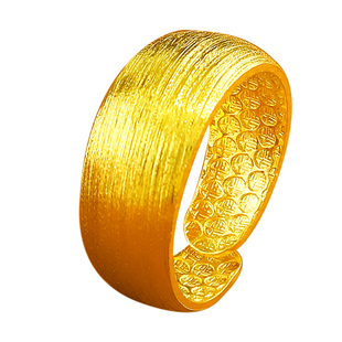 镀黄金戒指男女情侣对戒活口调节刻字24K越南沙金宽面仿真金婚戒