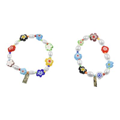 AWE赵露思同款琉璃小花珍珠手链