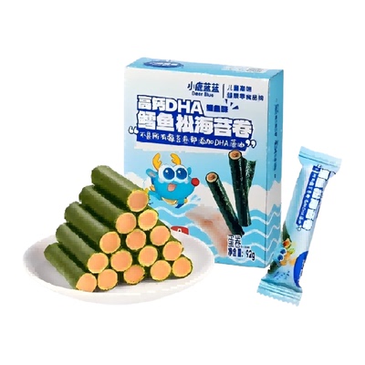 小鹿蓝蓝高钙DHA鳕鱼松海苔卷