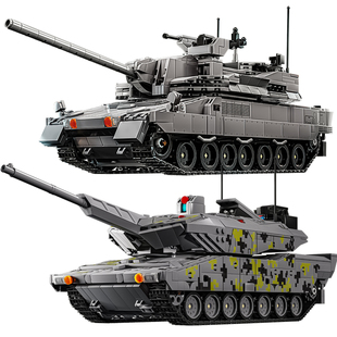 KF51黑豹积木二战T34坦克军事男玩具高难度模型kv1装甲车拼装模型