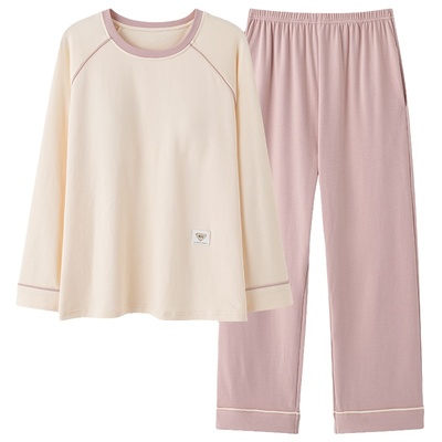 【浪莎】纯棉带胸垫长袖睡衣女