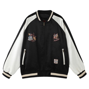 【猫和老鼠联名】BJHG不计后果刺绣飞行夹克外套男款秋复古棒球服