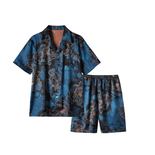 猫人冰丝男士睡衣夏季短袖薄款宽松大码高级感家居服送男友礼盒装