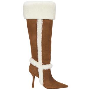 RAYE 长筒靴子棕黄色复古美拉德保暖高跟鞋棉靴REVOLVE小众新款