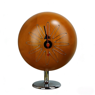 尼尔森Desk Clock丸型汉堡复古实木静音台钟 简约北欧桌面摆件