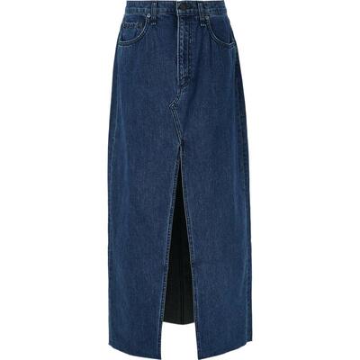 RAG & BONE春夏女士高开衩蓝色牛仔超长半身裙
