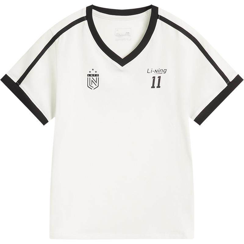 白鹿同款李宁短袖女士夏季新款女装网球风V领上衣白色冰丝运动T恤