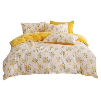 全棉加绒被套单件小清新田园风