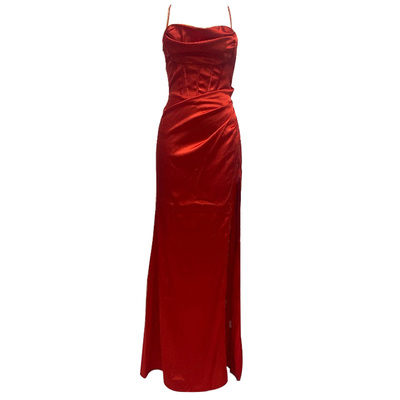 连衣裙长款拖地礼服年会长裙红