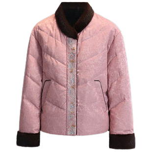 中老年人羽绒服女款短款高端气质中年妈妈冬装羽绒外套小个子棉袄