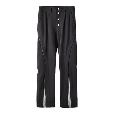 拼接多层次可调节脚口尼龙裤