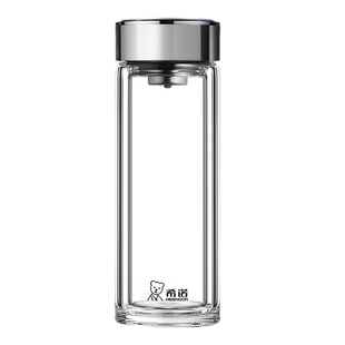 希诺高硼硅玻璃杯食品级耐高温饮水杯双层耐热防爆家用喝茶杯子男