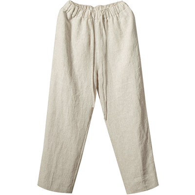 夏季男裤纯亚麻直筒休闲裤