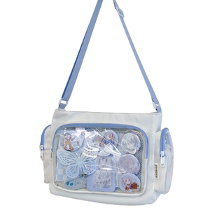 痛包二次元大容量高颜值补习袋女初中学生吧唧包包手提提包送扎板