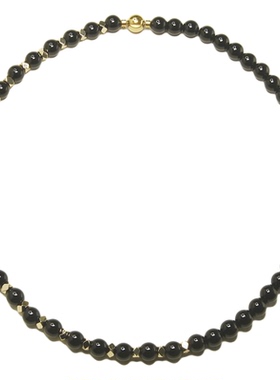 天然黑曜石复古轻奢串珠锁骨链