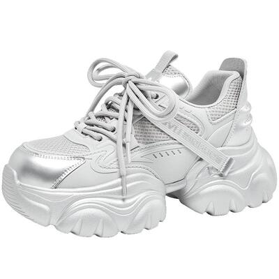 Lee Cooper2026新款春季6cm显高老爹鞋女网面透气休闲厚底小个子