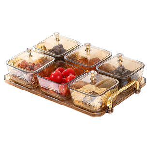 水果盘糖果盒客厅轻奢干果盘家用乔迁高档玻璃碗盘零食瓜子点心盘