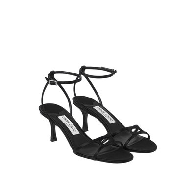 JIMMYCHOO/黑色缎面凉鞋